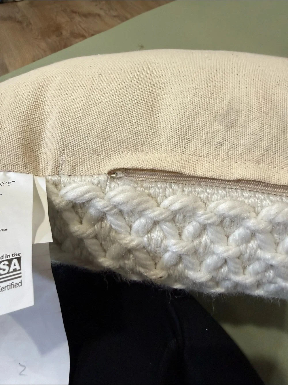 Cream-colored Crocheted Throw Pillow